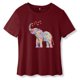 thumbnail image 3 of Gibobby Casual Playera de Manga Corta para Mujer Blusa mujer Top Print LooseStylish T-shirts(Vino,M), 3 of 5