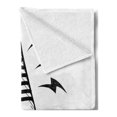 thumbnail image 2 of Hipster Soft Flannel Fleece Throw Blanket, Retro Microphone Communication and Media Concept Radio Show Speech Talk Podcast, Cozy Plush for Indoor and Outdoor Use, 60" x 80", Black White, by Ambesonne, 2 of 5