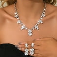 thumbnail image 2 of AEXTO Pink Teardrop Leaf Jewelry Set Necklace & Dangle Earrings with Rhinestone Accents, Silver-Tone Elegant Accessories for Women, Perfect for Weddings, Parties & Special Occasions, 2 of 15