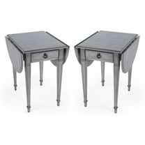 Home Square Powder Wood Pembroke Table in Gray - Set of 2