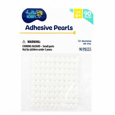Hello Hobby Faux Flatback Round Pearl Embellishments for Crafts, Loose Gemstones, White, 5mm, 90 Piece