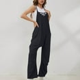 thumbnail image 4 of Ecqkame Women Fashion Long Jumpsuits Casual Loose Adjustable Sleeveless Tank Pants Baggy Solid Color Jumpsuits with Pockets 02-Black M, 4 of 7