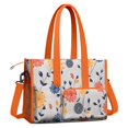thumbnail image 2 of Teacher Tote Bag,Pioneer Flower Floral Print Pattern Teacher Utility Tote Bag,Large Work Tote Bags for Women with Multiple Pockets,Top Zipper Closure,13.8x10.6x6.7 Inch, 2 of 5