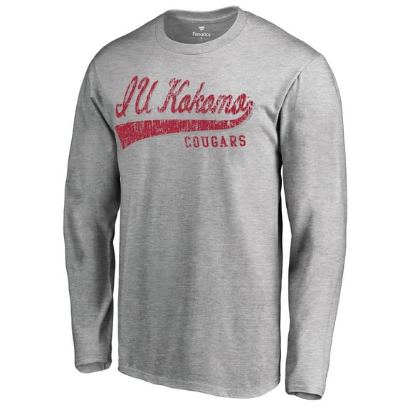 Men's Heather Gray Indiana University Kokomo All-American Primary Long Sleeve T-Shirt