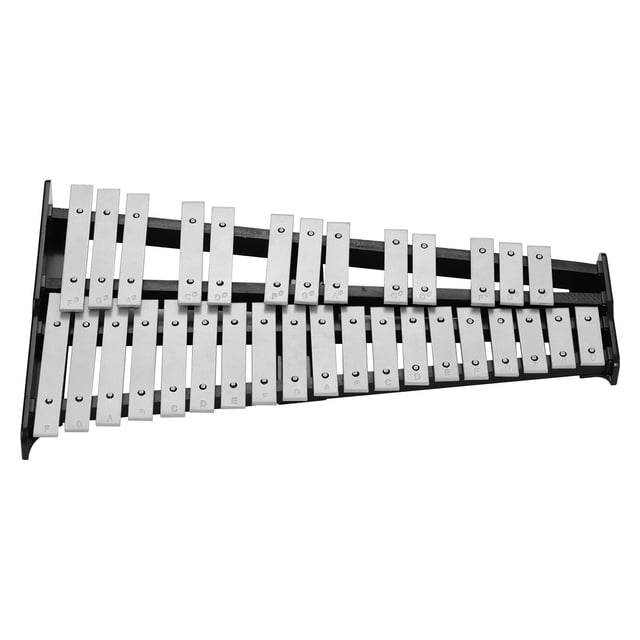 Aluminum 32-Note Xylophone Educational Glockenspiel Wooden Base Solid Aluminum Bars with Mallets Percussion Musical Instrument with Carrying Bag for Children Adults
