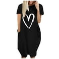 thumbnail image 2 of Robes Robe d'Été Décontractée Ample Imprimé Amour Manches Courtes Col en V Noir Xxxxl, 2 of 5
