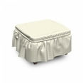 thumbnail image 1 of Quatrefoil Ottoman Cover, Quatrefoil Dot Petals, 2 Piece Slipcover Set with Ruffle Skirt for Square Round Cube Footstool Decorative Home Accent, Standard Size, Brown White, by Ambesonne, 1 of 5