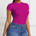 thumbnail image 4 of Pounoo Women's Bodysuits Short Sleeve Crew Neck Solid Color Slim Fit Jumpsuits Casual Daily Wear Stretchy Comfortable Bodycon Tops Gift, 4 of 6