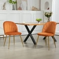 thumbnail image 5 of Newnno Velvet Modern Dining Chairs Set of 2, Upholstered Armless Accent Side Chair with Metal Legs for Kitchen Dining Room, Orange, 5 of 6