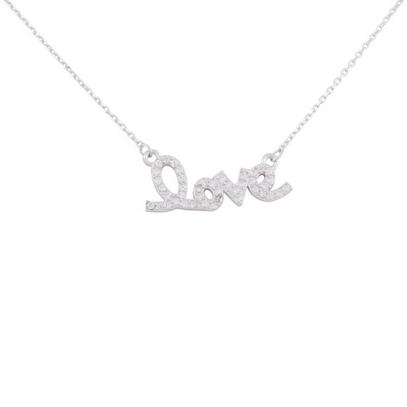 925 Sterling Silver LOVE Inscription Necklace 16+2 inches Link Chain