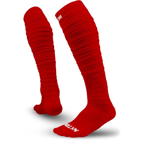 Calcetines de fútbol NXTRND XTD Scrunch, extra largos, acolchados, rojos, S/M