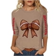 thumbnail image 2 of TaTaai Women Loose Casual Pullover Top Football Print Crew Neck 3/4 Sleeve Stylish Ladies Daily Outdoor Wear No Fading Soft Comfortable High-Rated Fashion T-Shirt Gift, 2 of 4