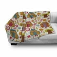 thumbnail image 3 of Fall Soft Flannel Fleece Throw Blanket, Vintage Ornate Large Eyed Nocturnal Animal Owls on the Background Print, Cozy Plush for Indoor and Outdoor Use, 50" x 70", Multicolor, by Ambesonne, 3 of 6