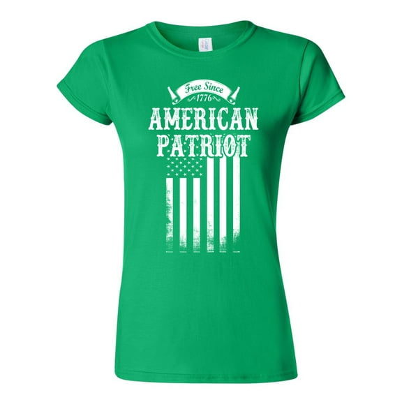 Junior Free Since 1776 American Patriot USA Flag White Patriotic DT T-Shirt Tee