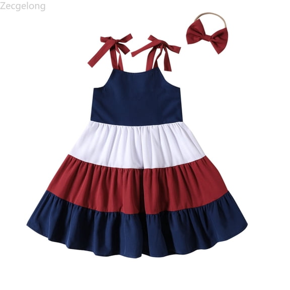 Zecgelong Summer Children's Dress Featuring A Small Girl's Patchwork Neck Beach Bohemian Style Dress Girls Casual Dress for 3-4 Years Girl