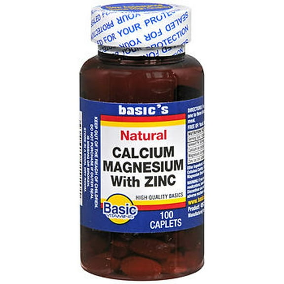 Basic Vitamins Calcium Magnesium With Zinc Caplets - 100 ct