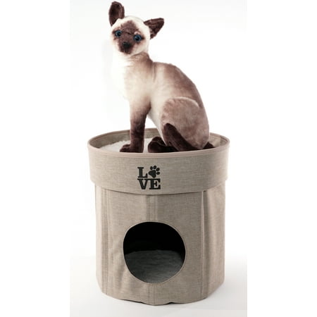 UPC: 0192598748652 | Precious Tails Round 2-Tier Collapsible Pet Cat Cave Bed