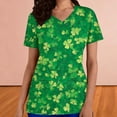 thumbnail image 3 of Women's St. Patrick's Day Scrub Top Plus Size V-Neck Short Sleeve Scrub Top Printed Workwear Nurse Uniform,L,C, 3 of 6