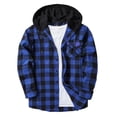 thumbnail image 6 of Lumtrix Flannel Shirt For Men Casual Long Sleeve Button Down Plaid Shirts Jackets Loose Drawstring Hooded Tops With Pocket Blue S, 6 of 6