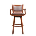 thumbnail image 2 of Hugo 34 Inch Swivel Barstool, Wood, Open Rolled Arms, Bonded Leather, Brown, 2 of 5