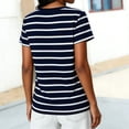 thumbnail image 4 of ZUKMRJPC Womens Striped Short Sleeve Shirts V Neck Slim Fit Fashion Tunic Shirts Casual Soft Comfy Summer Basic Tee Shirts, 4 of 7