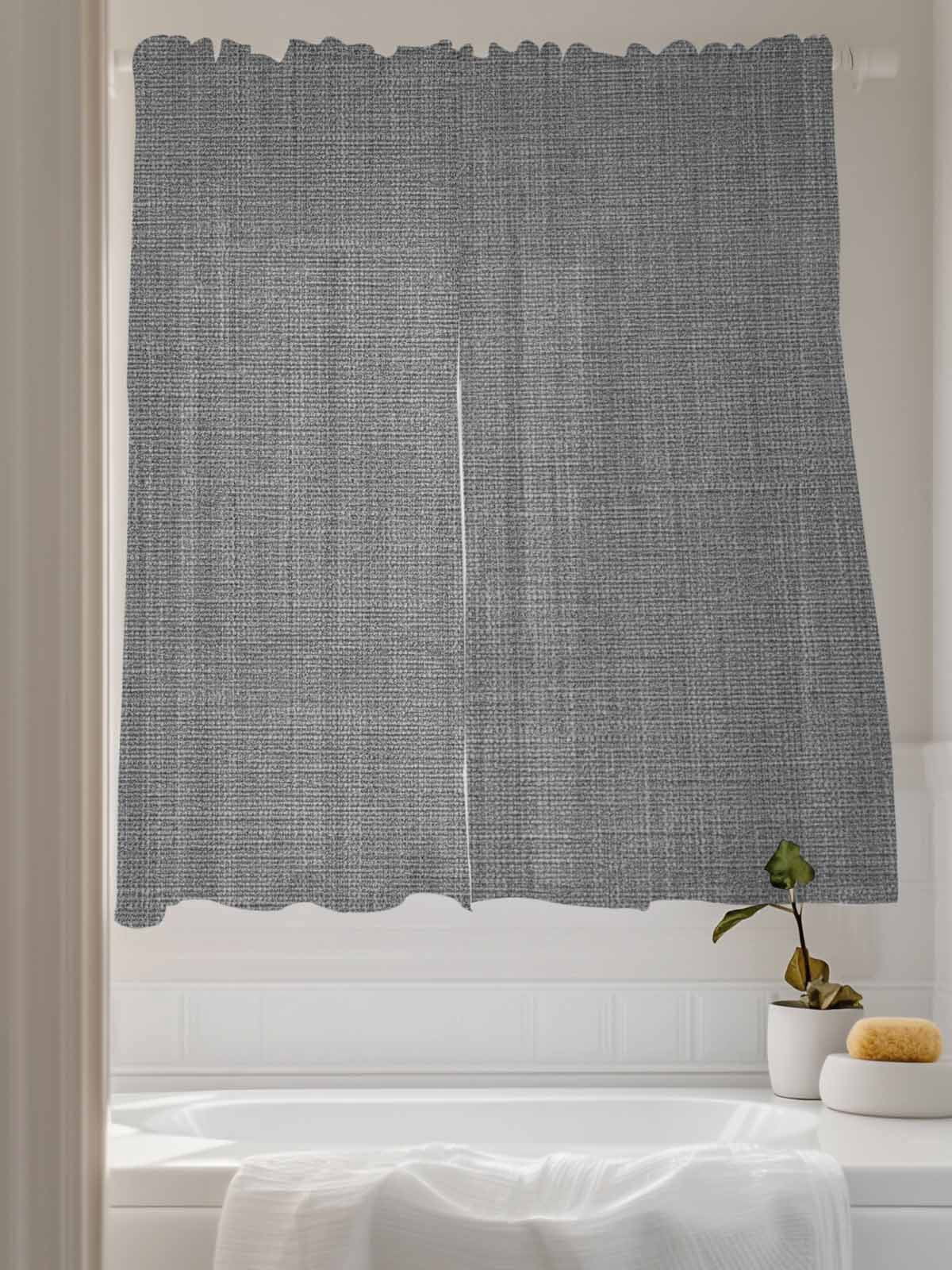 Dark Grey Linen Sheer Curtains 63 Inch Long 2 Panels, Farmhouse Pure Color Country Farm Light Filtering Rod Pocket Semi Sheer Curtains, Sheer Voile Drapes for Living Room Bedroom, 52"x63"