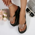 thumbnail image 4 of Dakaela Women's Wedge Flip Flops Rhinestone Platform Summer Walking Sandals Casual Slippers Gold 8.5, 4 of 7