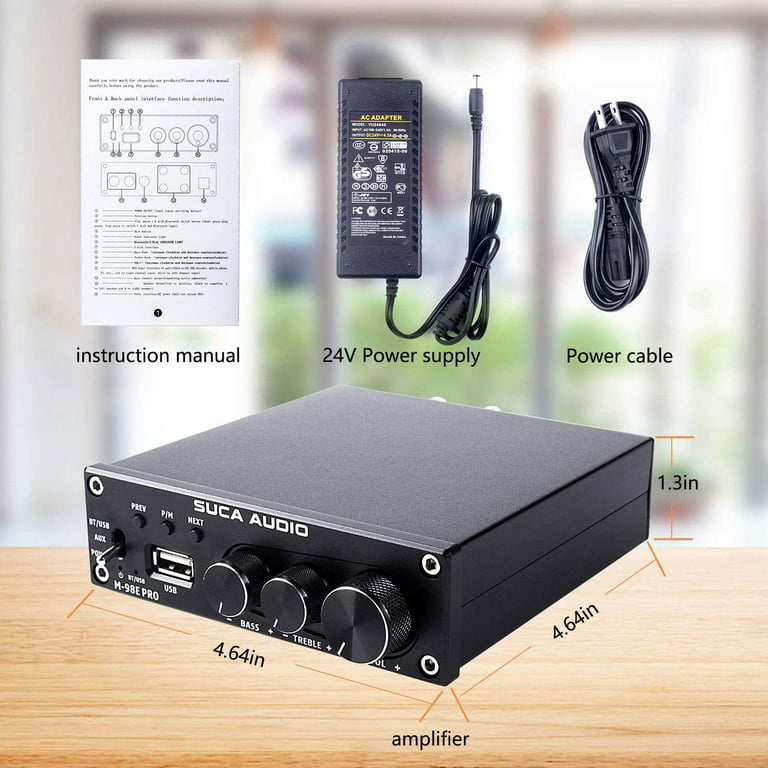  Fosi Audio TDA7498E Amplificador de audio estéreo de 2 canales  160W x2 Mini Hi-Fi Clase D amplificador integrado para altavoces pasivos  con fuente de alimentación de 24 V : Electrónica