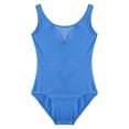 thumbnail image 3 of TiaoBug Kids Girls One Piece Gymnastics Leotards Sheer Mesh Ballet Dance Sleeveless Bodysuit Blue 11-12, 3 of 7
