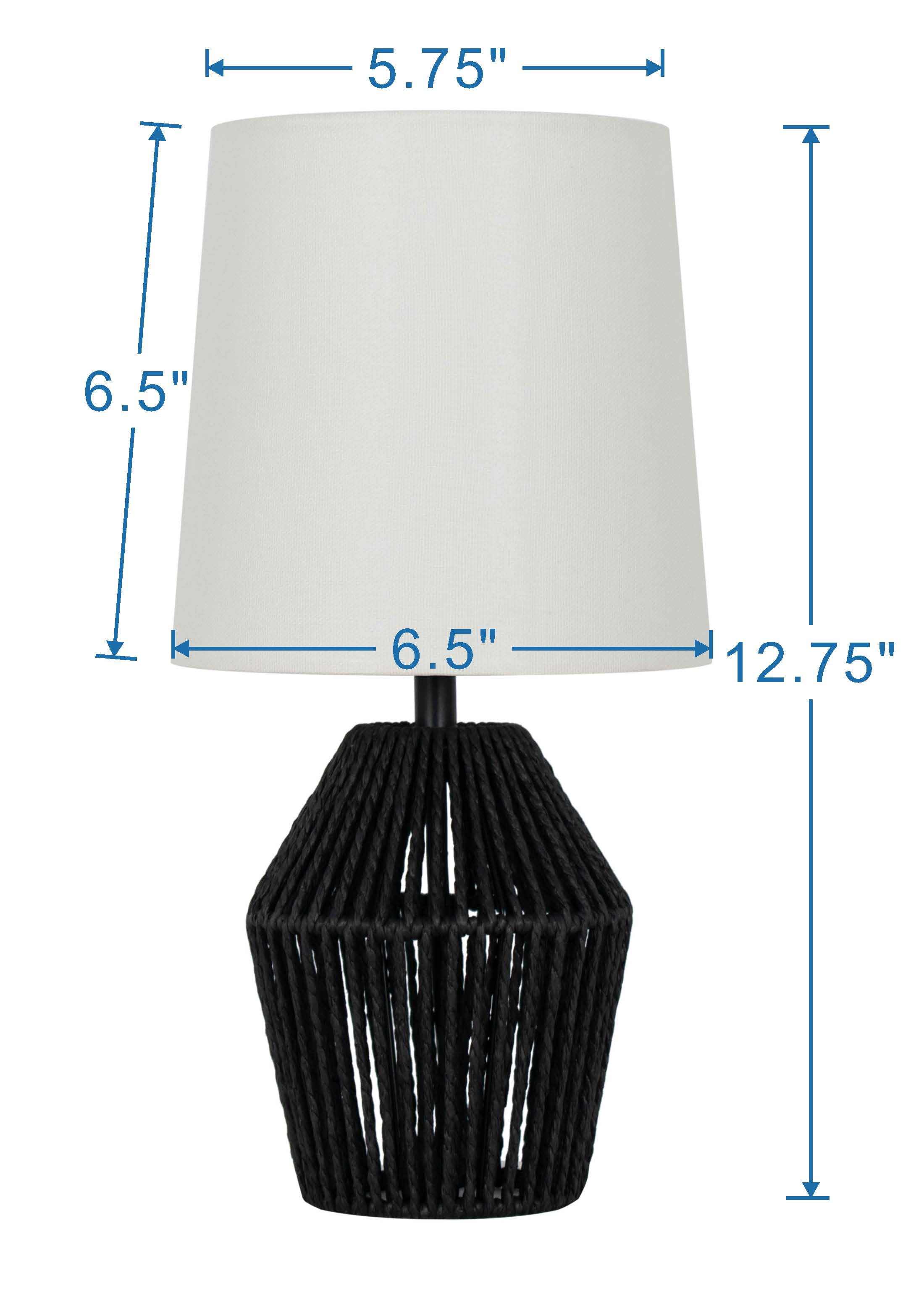 Mainstays 12.75 in Black Rope Mini Table Lamp