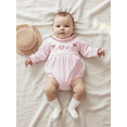 thumbnail image 3 of BemeyourBBs Baby Girl Valentine Outfit Newborn Bubble Romper Long Sleeve Bow Heart Embroidery Bodysuit Spring Clothes, 3 of 9