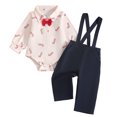 thumbnail image 3 of Bainana Kids Christmas Gentleman Outfit Set Long Sleeve Letter Print Shirt And Suspender Pants 2 Pieces Suit Set Infant Boys Girls Breathable Active Wear, 3 of 9