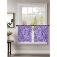 thumbnail image 2 of Sheer Curtains 54 Inch Length 2 Panels Set for Kitchen, Vintage Purple Semi Sheer Curtains for Windows, Retro Botanical Abstract Art Voile Window Treatments Rod Pocket Curtain, 2 of 7