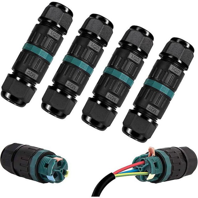 Caja de conexiones impermeable IP68 - Juego de 4 conectores eléctricos exteriores de 2 vías, caja de conexiones de cableado externo Domino impermeable para cables de tierra de Ø9-12 mm