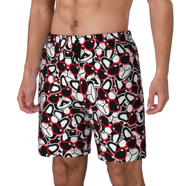 Fotbe French Bulldog1 Traje de Baño para Hombre – Shorts de Natación de Secado Rápido con Forro y Bolsillos-Small