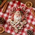 thumbnail image 3 of 3.15 in 2D Candy Cane Christmas Ornament, Vintage Red and White Hanging Pendant with Santa, Gnome, Reindeer and Sleigh Artwork for Tree and Seasonal Display, 3 of 7