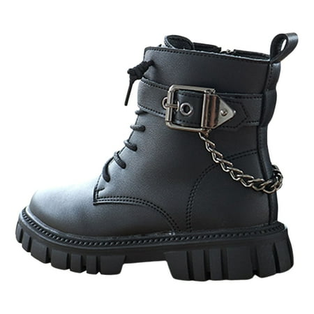 GEWSEY Baby Boy Booties Girls Boys Ankle Boots Side Zipper Combat Shoes Toddler/Little Kid/Big Kid Black 10.5