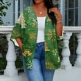 thumbnail image 7 of Women's Casual and Fashionable Christmas Printed Lightweight Mid-Length Jacket Cardigan, for Spring and Fall Wear,Army Green,L, 7 of 7