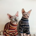 thumbnail image 1 of HEVIRGO Chemise pour Animaux de Compagnie à Col Haut Chat à Manches Courtes à Manches Courtes Vêtements à Rayures pour l'Automne Hiver, Rouge XS, 1 of 10