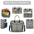 thumbnail image 2 of Boho Chic Insulated Lunch Box for Women, Large Leakproof Dual Compartment Cooler Tote with Vintage Rustic Patterns, Collapsible Lunch Bag for Work or Beach, 2 of 7