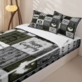thumbnail image 3 of Erosebridal Happy Camping Zipper Twin Comforter Sets with Fitted Sheet and 2 Pillowcases, Camper Checkered Zipper Bedding Set, Gray, 3 of 7
