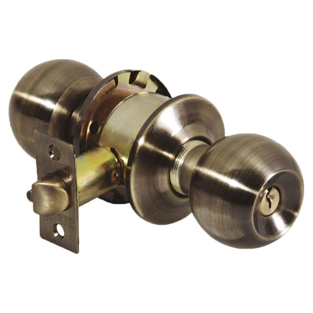 Cerradura Tipo Pomo Para Entrada Acabado Laton Antiguo Lion Tools 2509