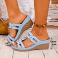 thumbnail image 4 of Fashion Plus Size Orthopedic Sandals for Womens Casual Spring Versatile Beach Wedge Heel Shoes Color Fish Mouth Open-Toe Thick-Soled Slippers, 4 of 9