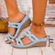 thumbnail image 4 of Sandalias de Cuña Negras para las Mujeres Reticular Corte Boca de Pescado Pie Abierto Zapatillas Sueltas Gruesas Primavera Verano, 4 of 9