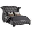 thumbnail image 3 of JERFIT Modern Velvet Upholstered Bedroom Set with Crystal Tufted Headboard, Full Size Bed, Dresser, Mirror & Nightstand in Gray, 3 of 10