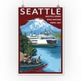 thumbnail image 2 of Seattle, Washington, Ferry and Mount Rainier Scene (12x18 Wall Art Poster, Room Decor), 2 of 3