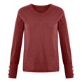 thumbnail image 4 of Pull Col Rond Sweatshirts Couleur Unie en Vrac Tunique Branché Western Tops pour Femme Automne Mode Plus Size Tops Manches Longues T Shirts Vin XXXXL, 4 of 9
