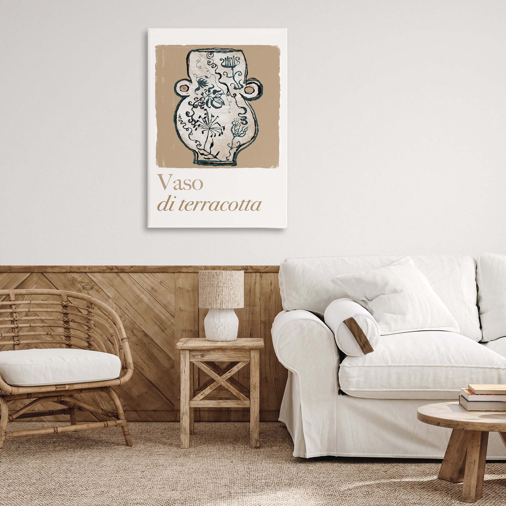 Stupell Industries Natural Terracotta Vase History & Language Painting Wrapped Canvas Art Print Wall Art, 24 x 36