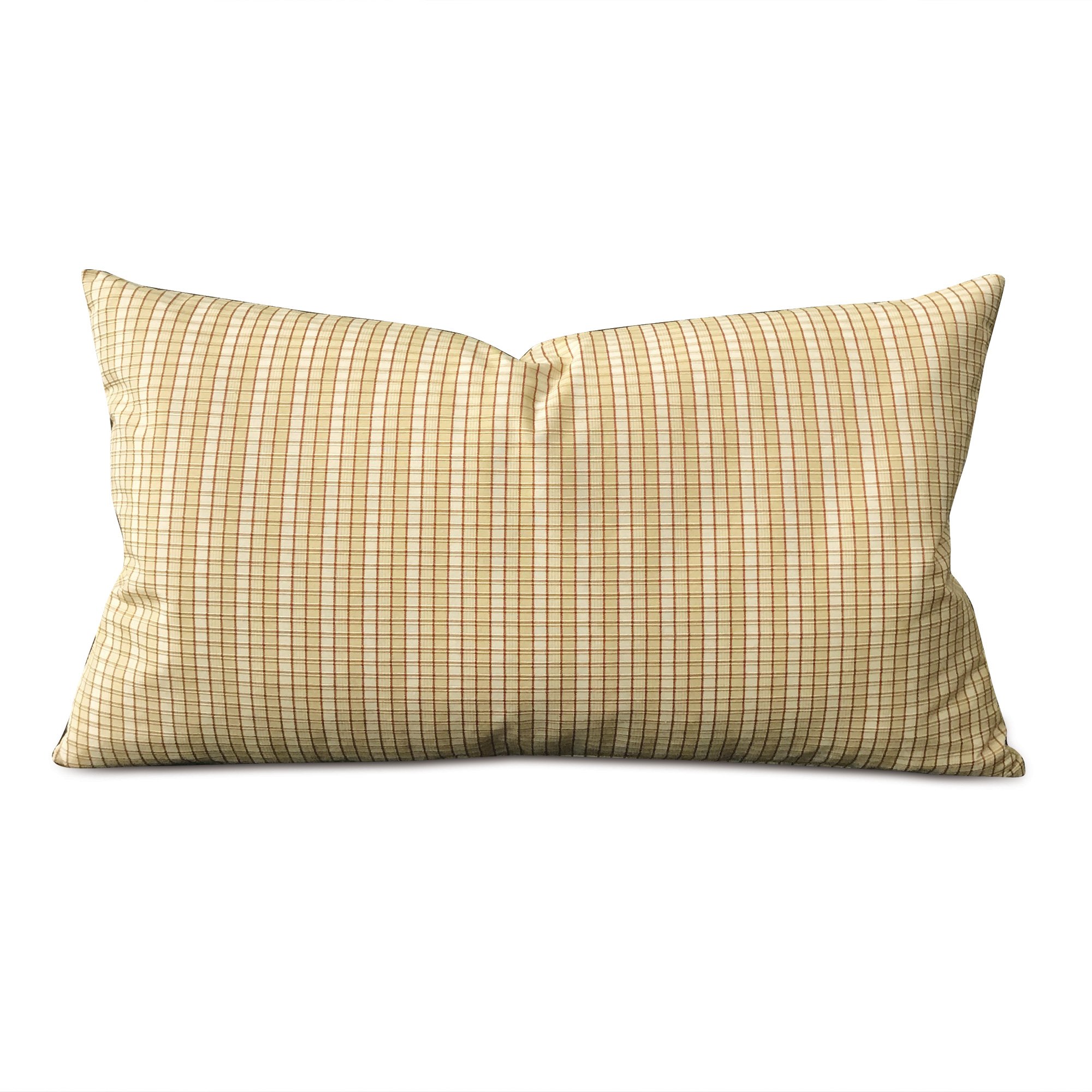 Yellow Woven English Check Lumbar Pillow Cover 15"x26 "