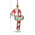 thumbnail image 3 of Wooden Candy Cane Christmas Ornament, Red White Striped Holiday Tree Hanging Decor with Teal Bow and Wood Bead, Rustic Xmas Party Decoration Gift, 3.94 Inch, 3 of 7
